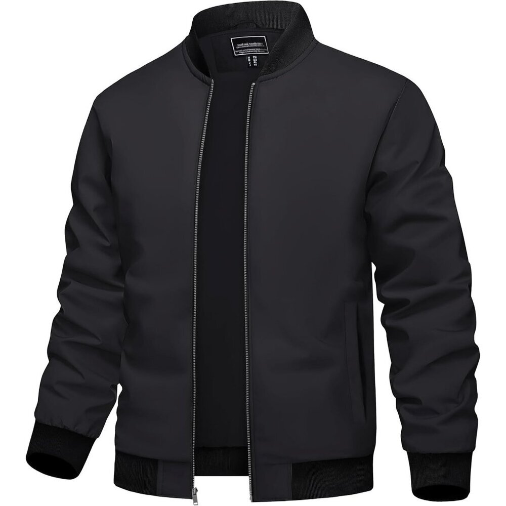 Men's Lightweight Stylish Casual Winter Warm #01 Black Bomber Jacket Coats